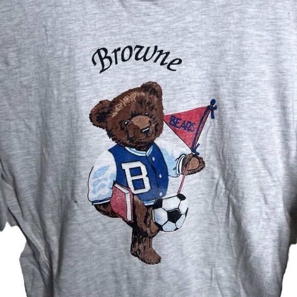 Vintage Single Stitch Polo Like Browne Bears Long Sleeve Shirt Medium - Picture 2 of 5